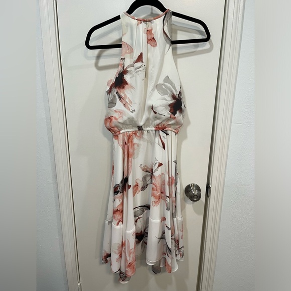 WHBM Pink and white floral flare midi summer dress sleeveless - Picture 4 of 10